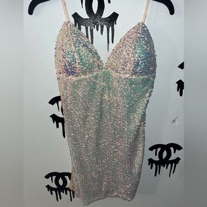 Fashion Nova Keep Your Shine Sequin Mini Dress - Blush